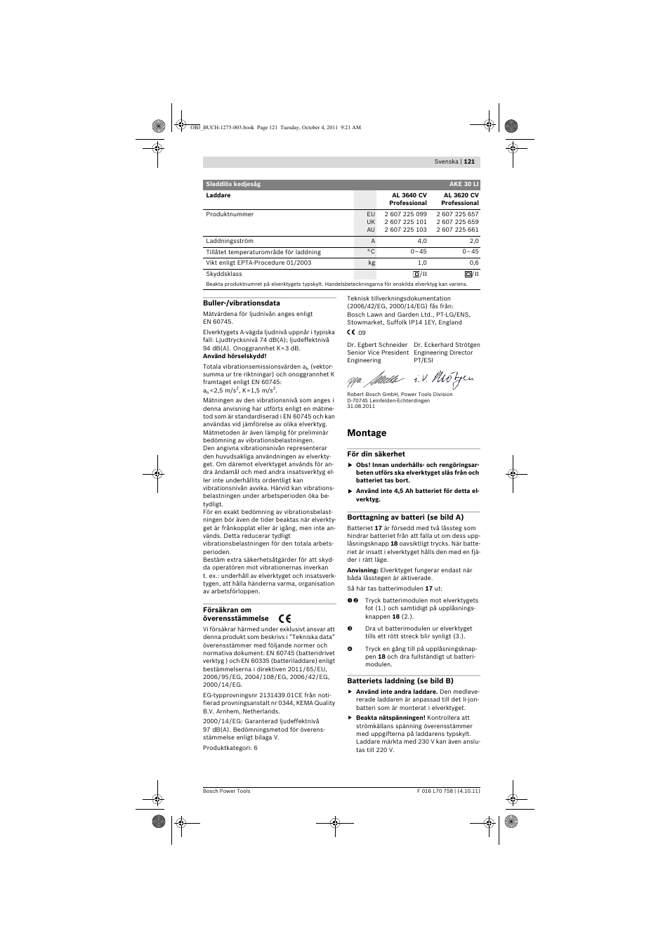 Montage | Bosch AKE 30 LI User Manual | Page 121 / 375