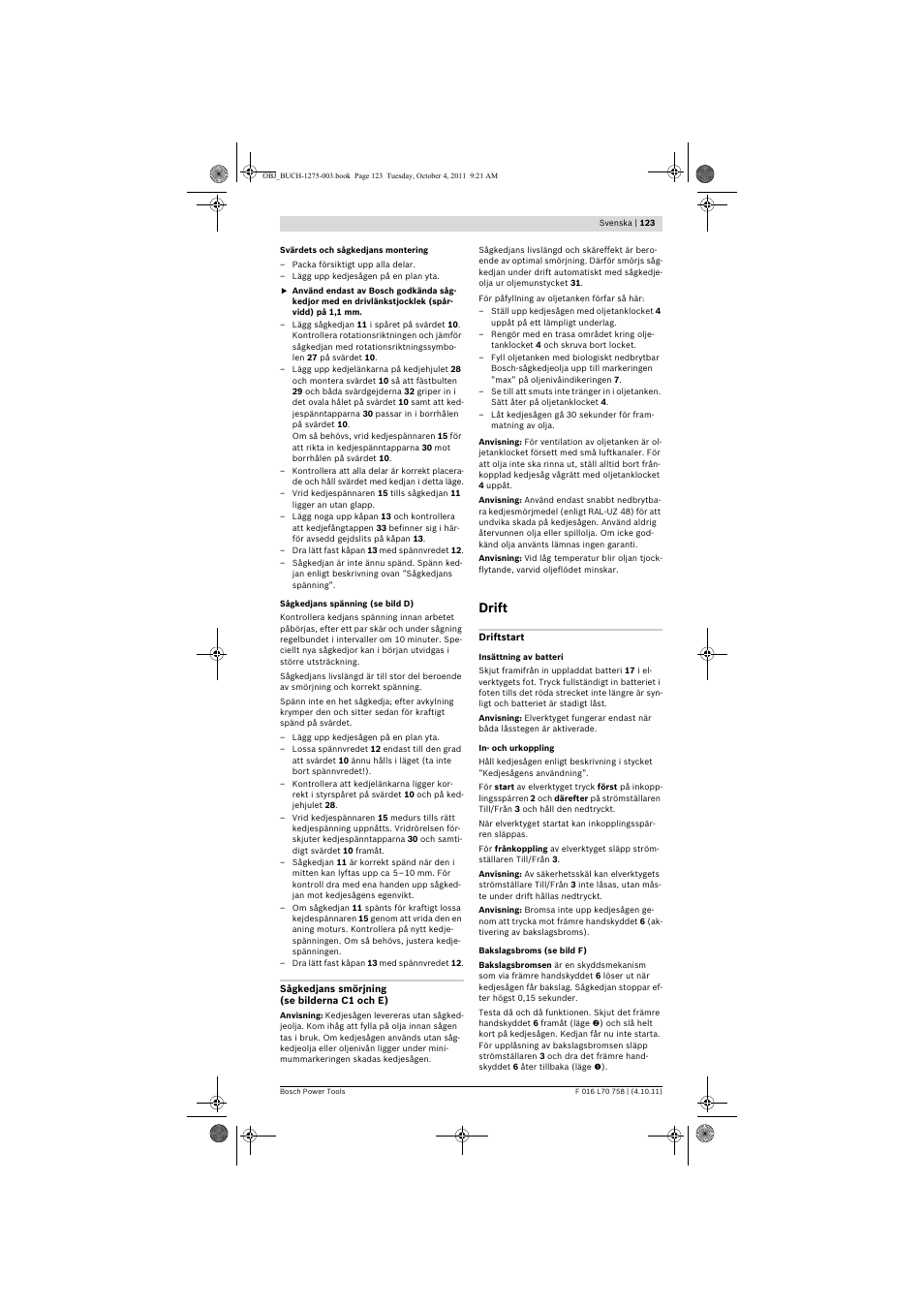 Drift | Bosch AKE 30 LI User Manual | Page 123 / 375