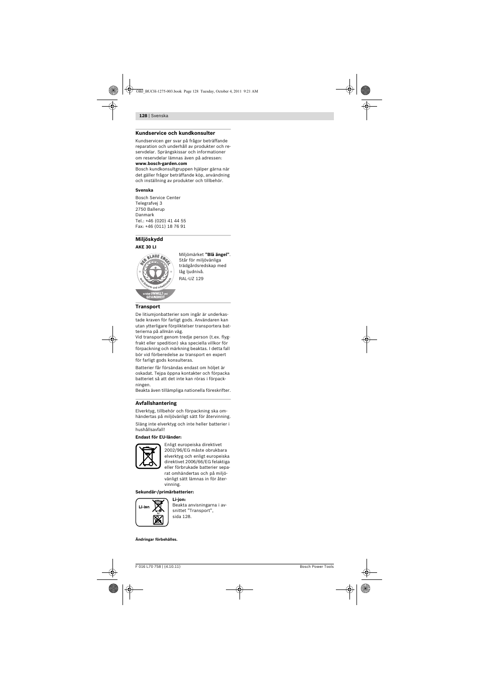 Bosch AKE 30 LI User Manual | Page 128 / 375