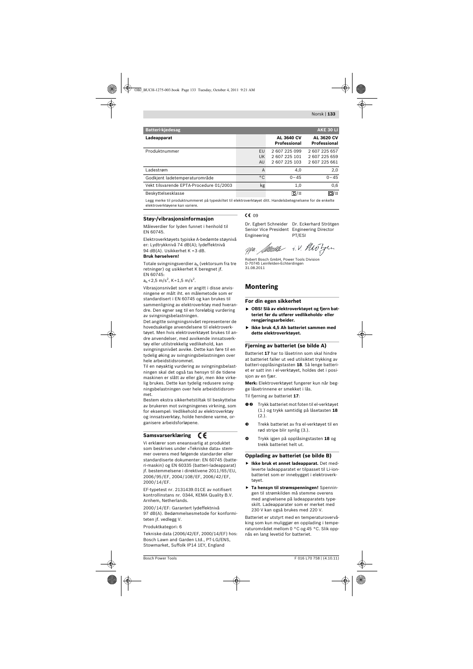 Montering | Bosch AKE 30 LI User Manual | Page 133 / 375