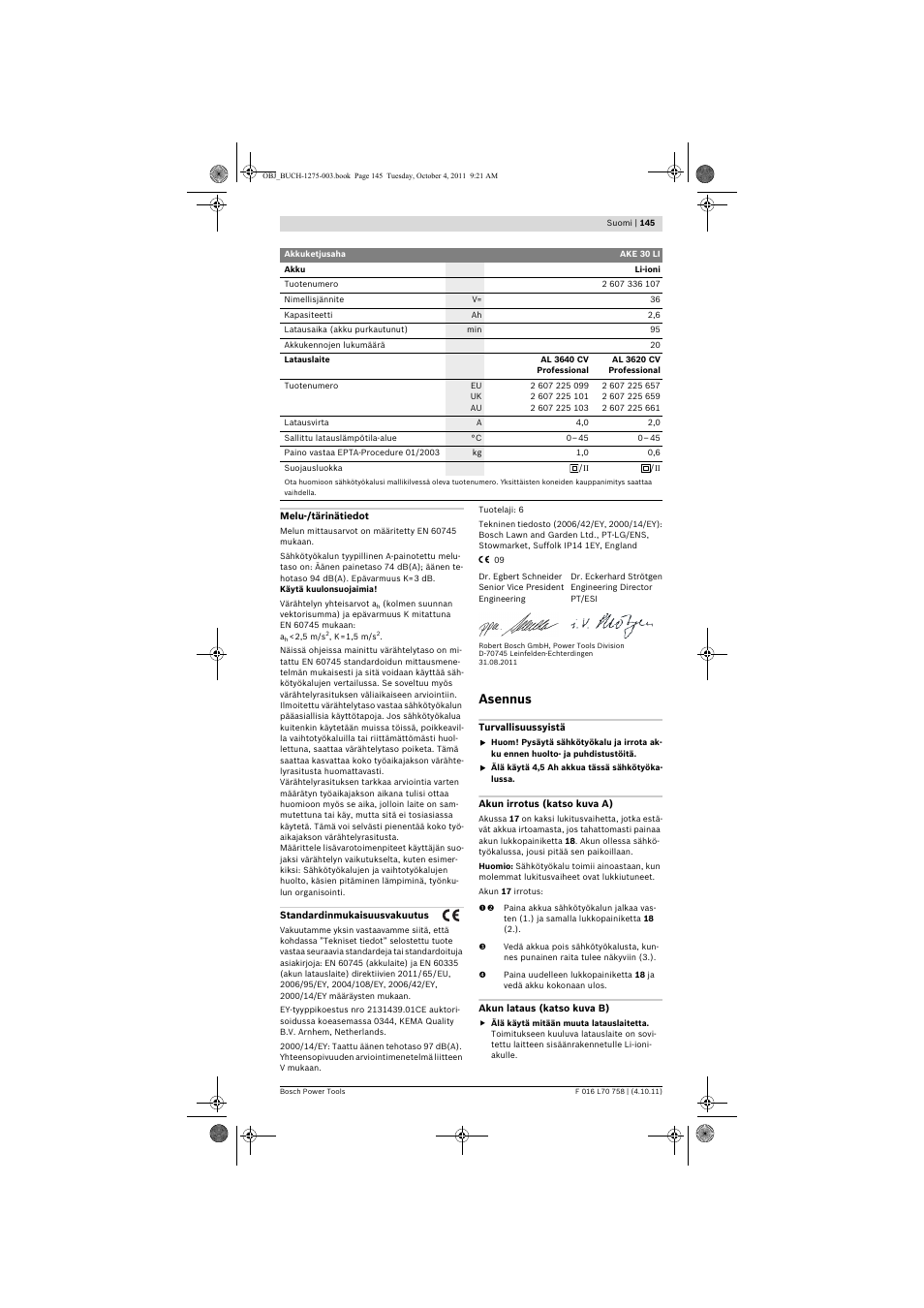 Asennus | Bosch AKE 30 LI User Manual | Page 145 / 375