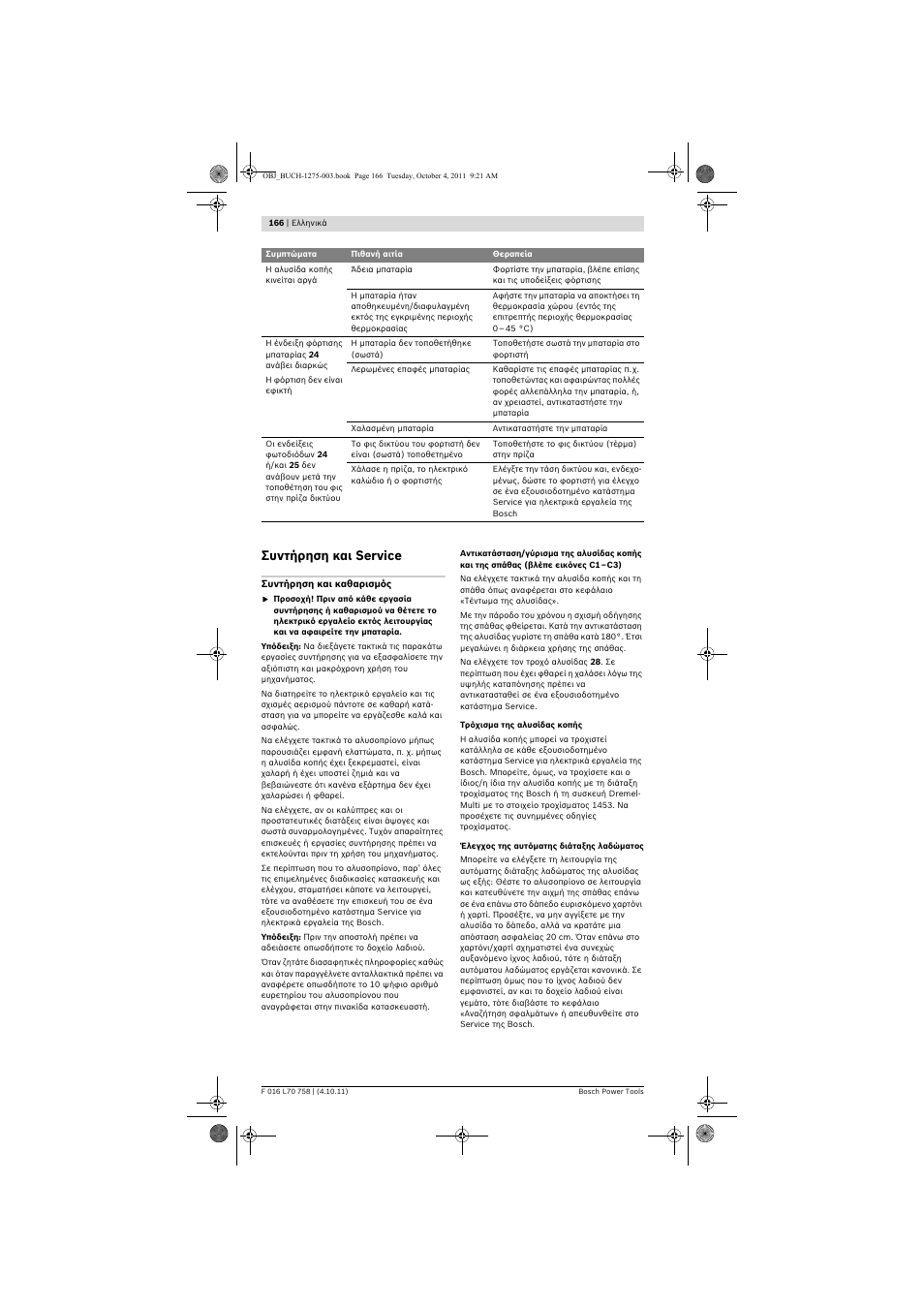 Συντήρηση και service | Bosch AKE 30 LI User Manual | Page 166 / 375