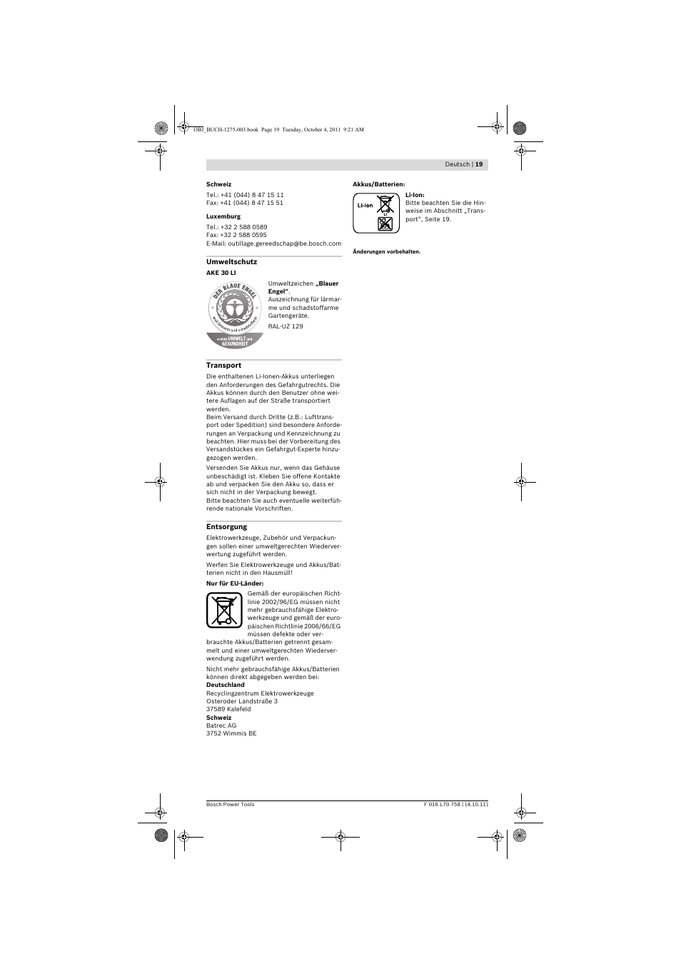 Bosch AKE 30 LI User Manual | Page 19 / 375