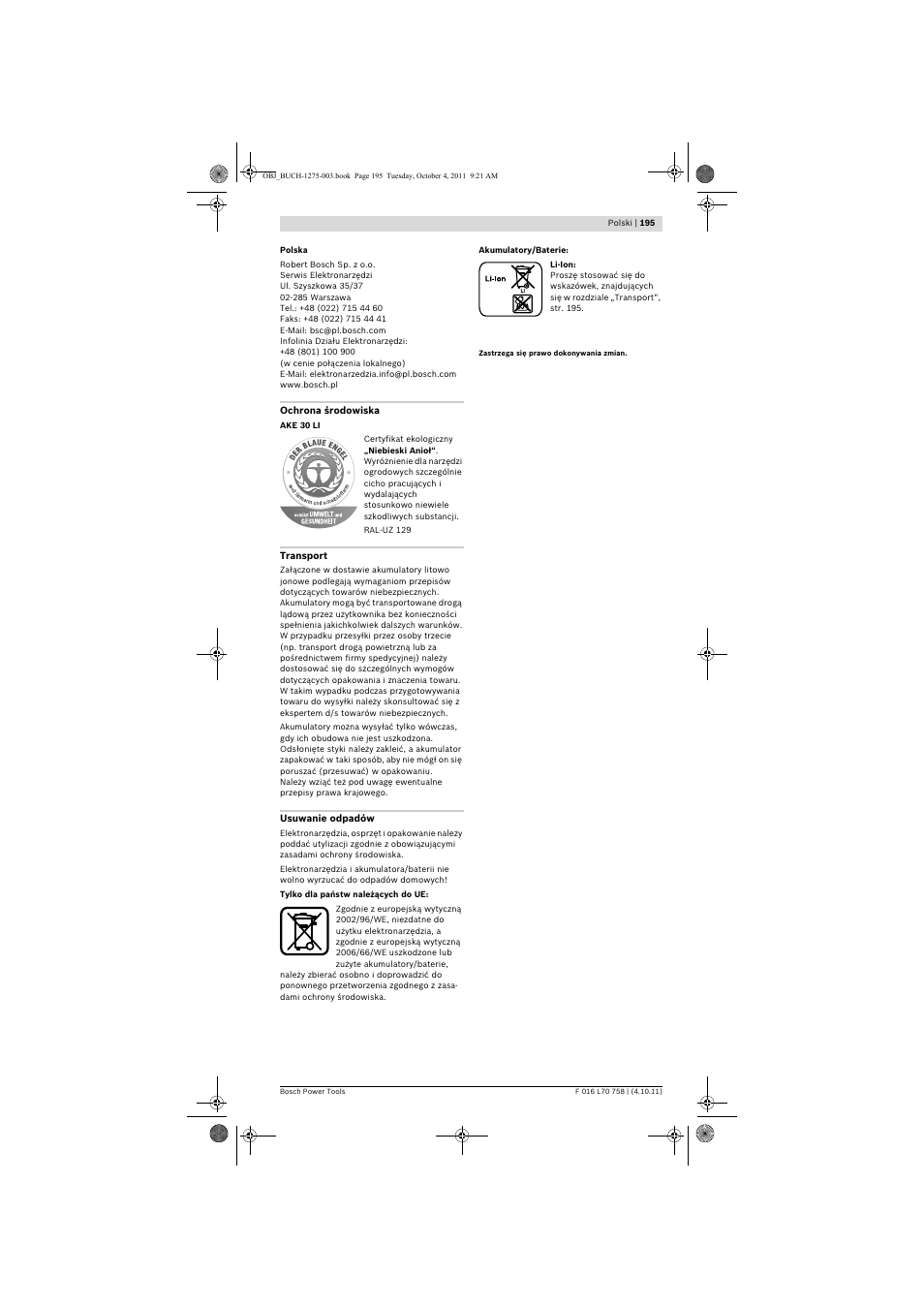 Bosch AKE 30 LI User Manual | Page 195 / 375