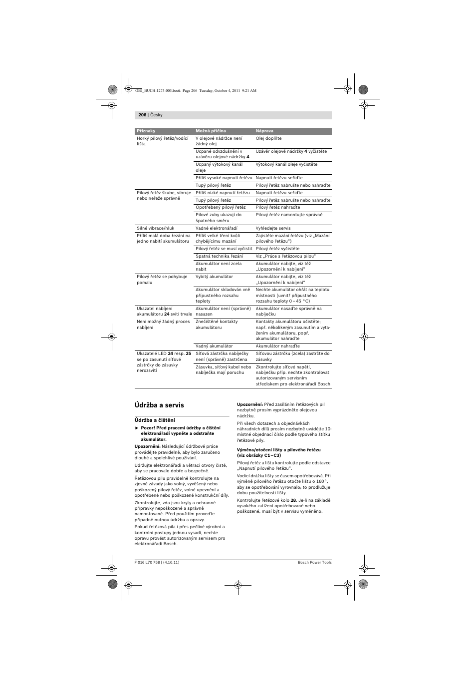 Údržba a servis | Bosch AKE 30 LI User Manual | Page 206 / 375