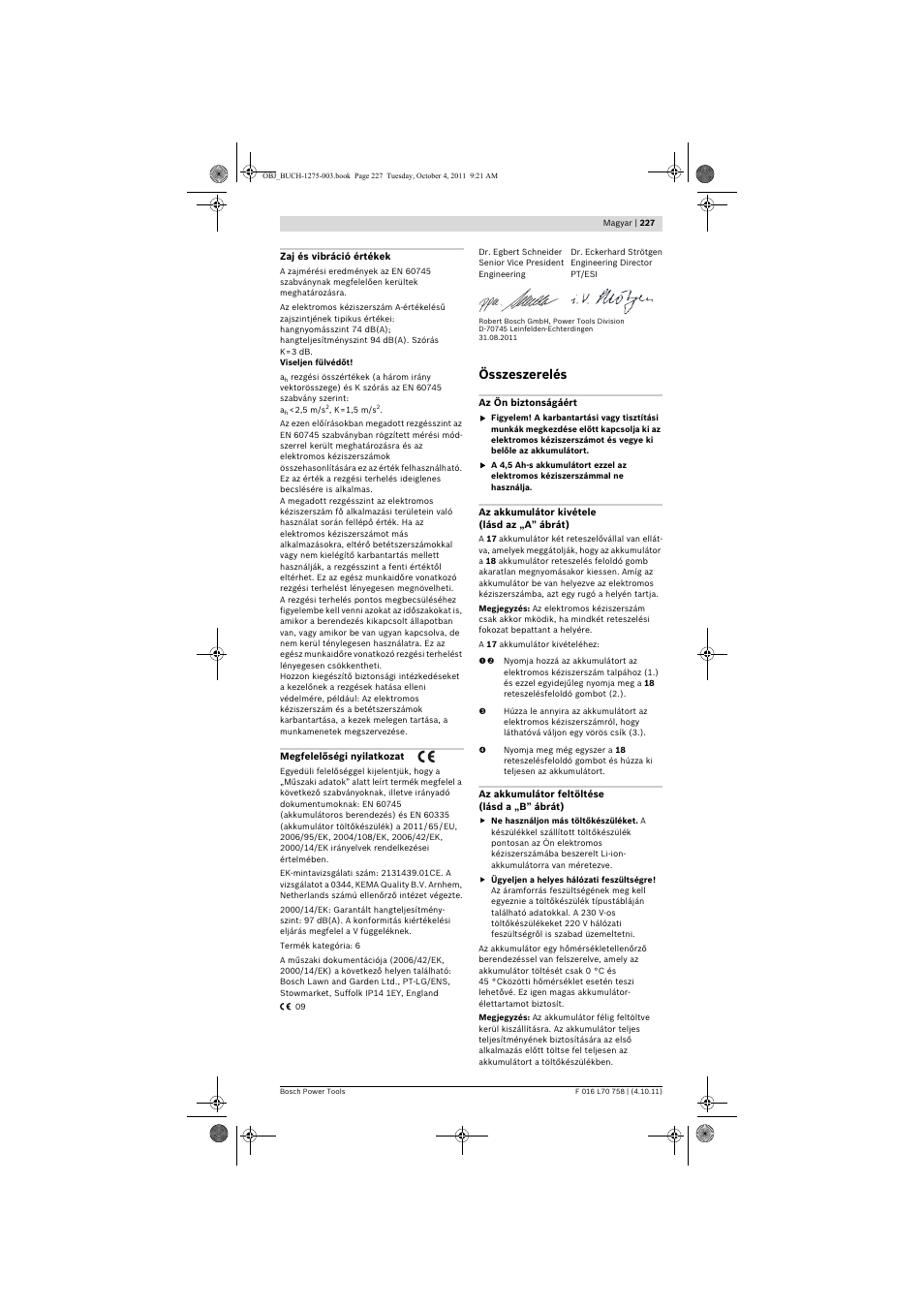 Összeszerelés | Bosch AKE 30 LI User Manual | Page 227 / 375