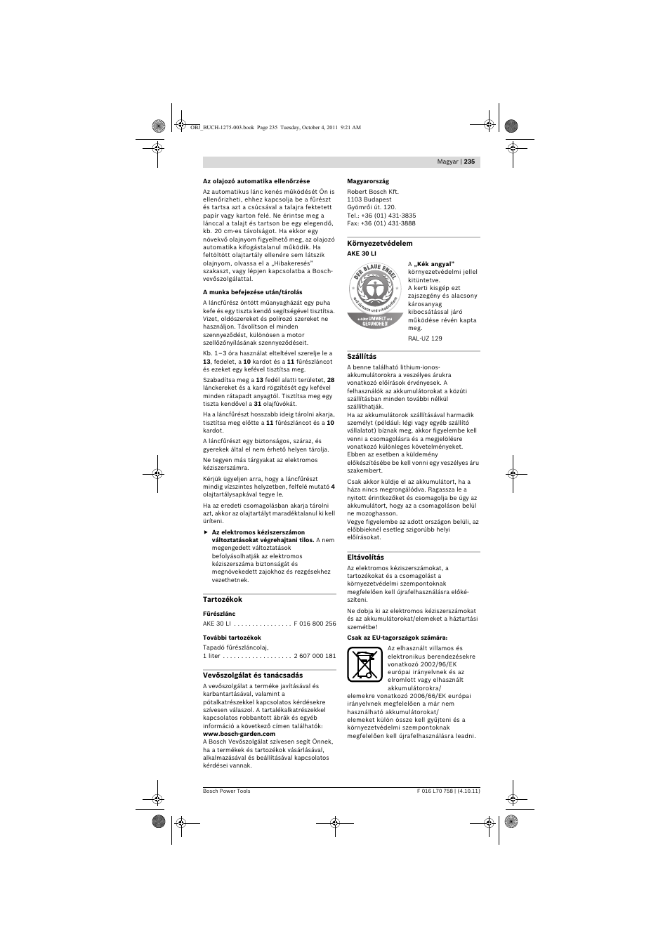 Bosch AKE 30 LI User Manual | Page 235 / 375