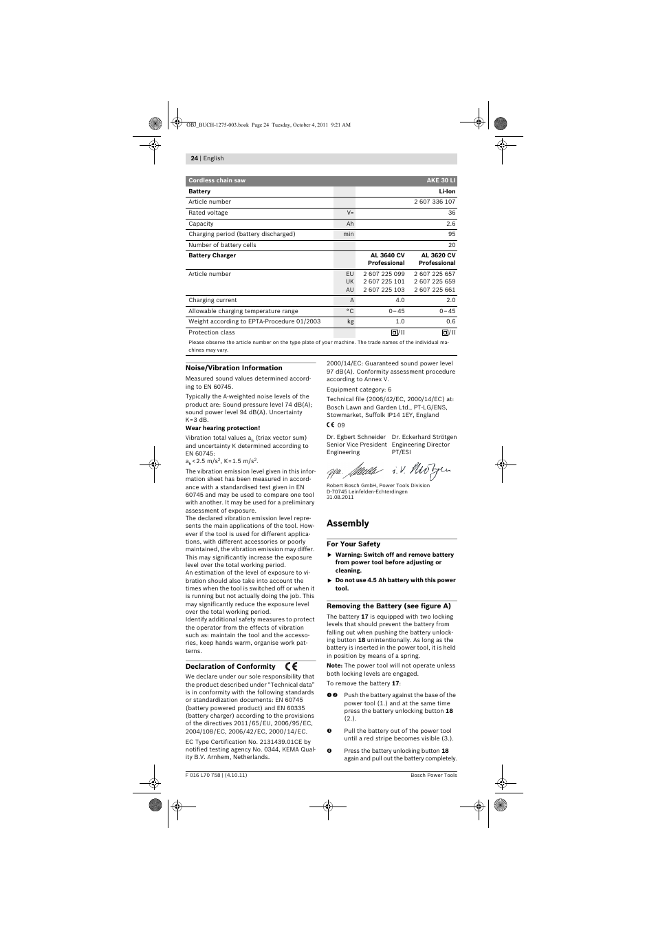 Assembly | Bosch AKE 30 LI User Manual | Page 24 / 375