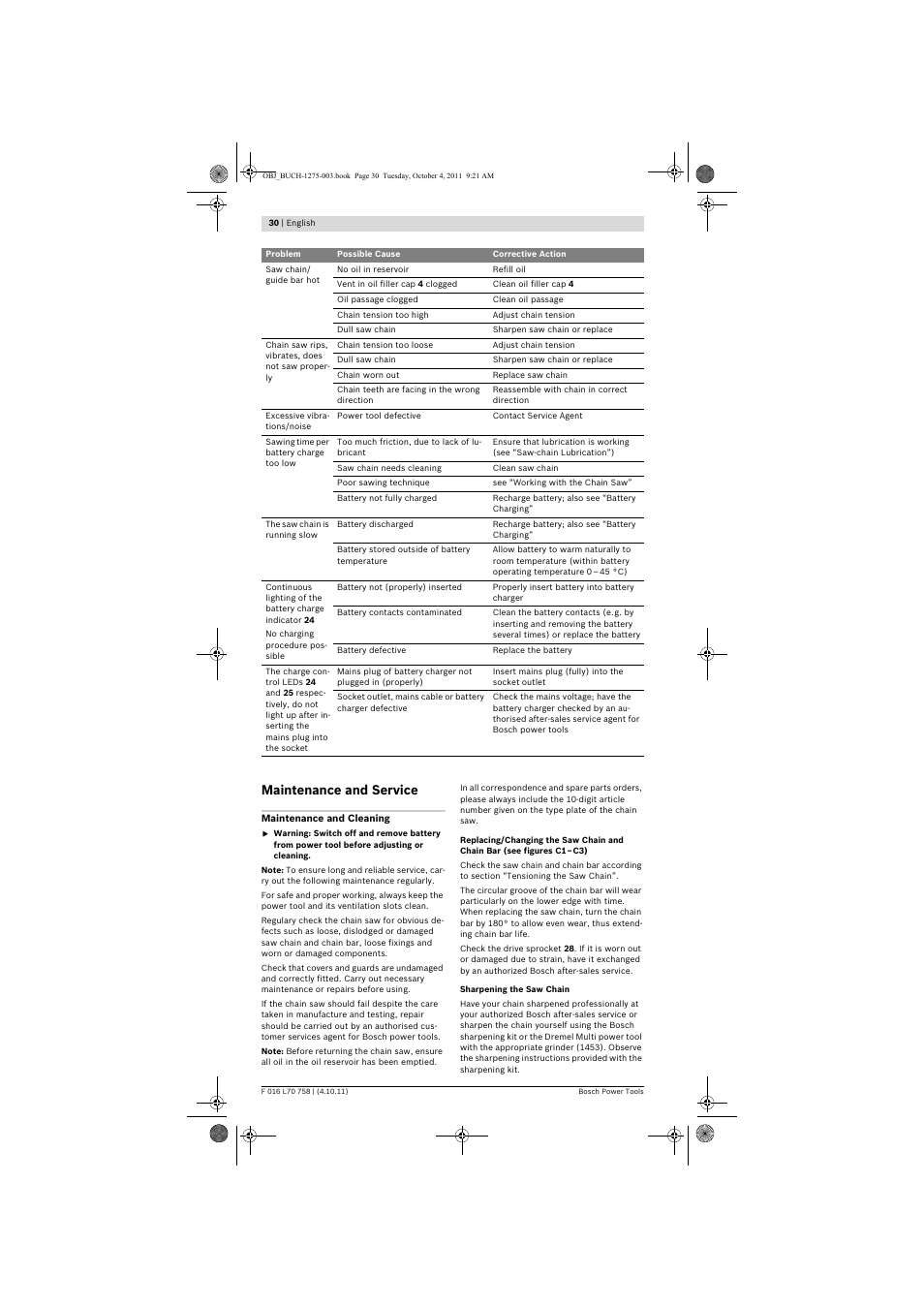 Maintenance and service | Bosch AKE 30 LI User Manual | Page 30 / 375