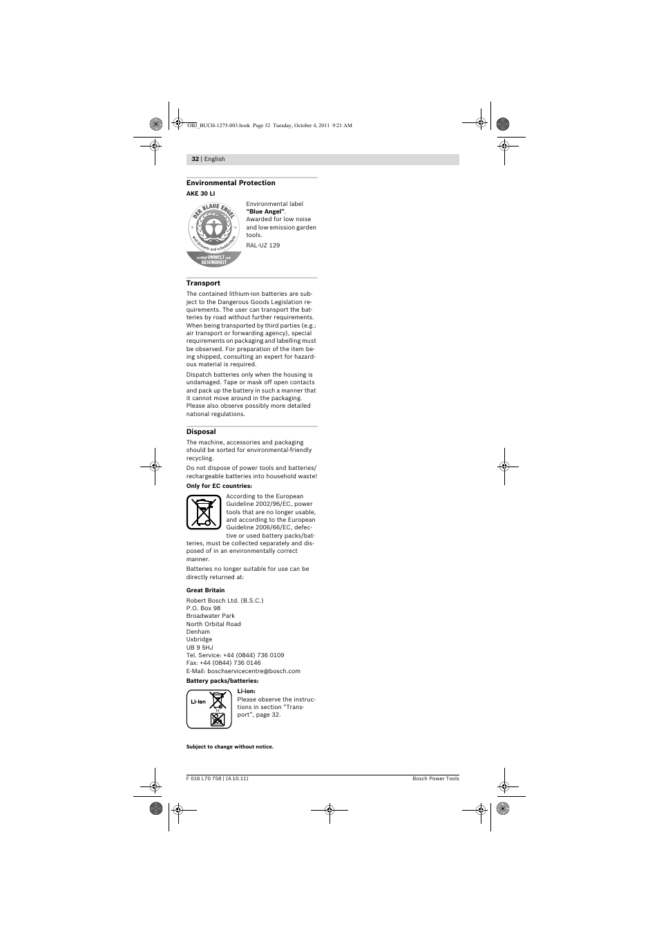 Bosch AKE 30 LI User Manual | Page 32 / 375