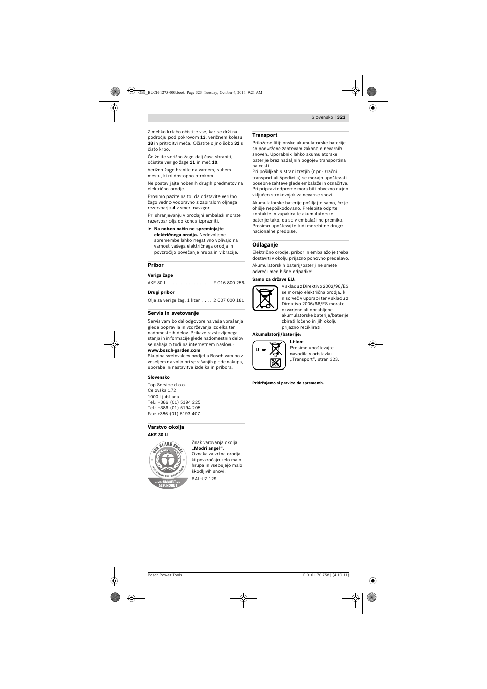 Bosch AKE 30 LI User Manual | Page 323 / 375