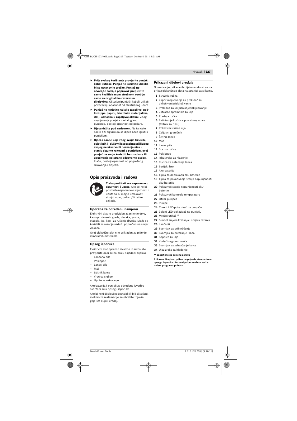 Opis proizvoda i radova | Bosch AKE 30 LI User Manual | Page 327 / 375