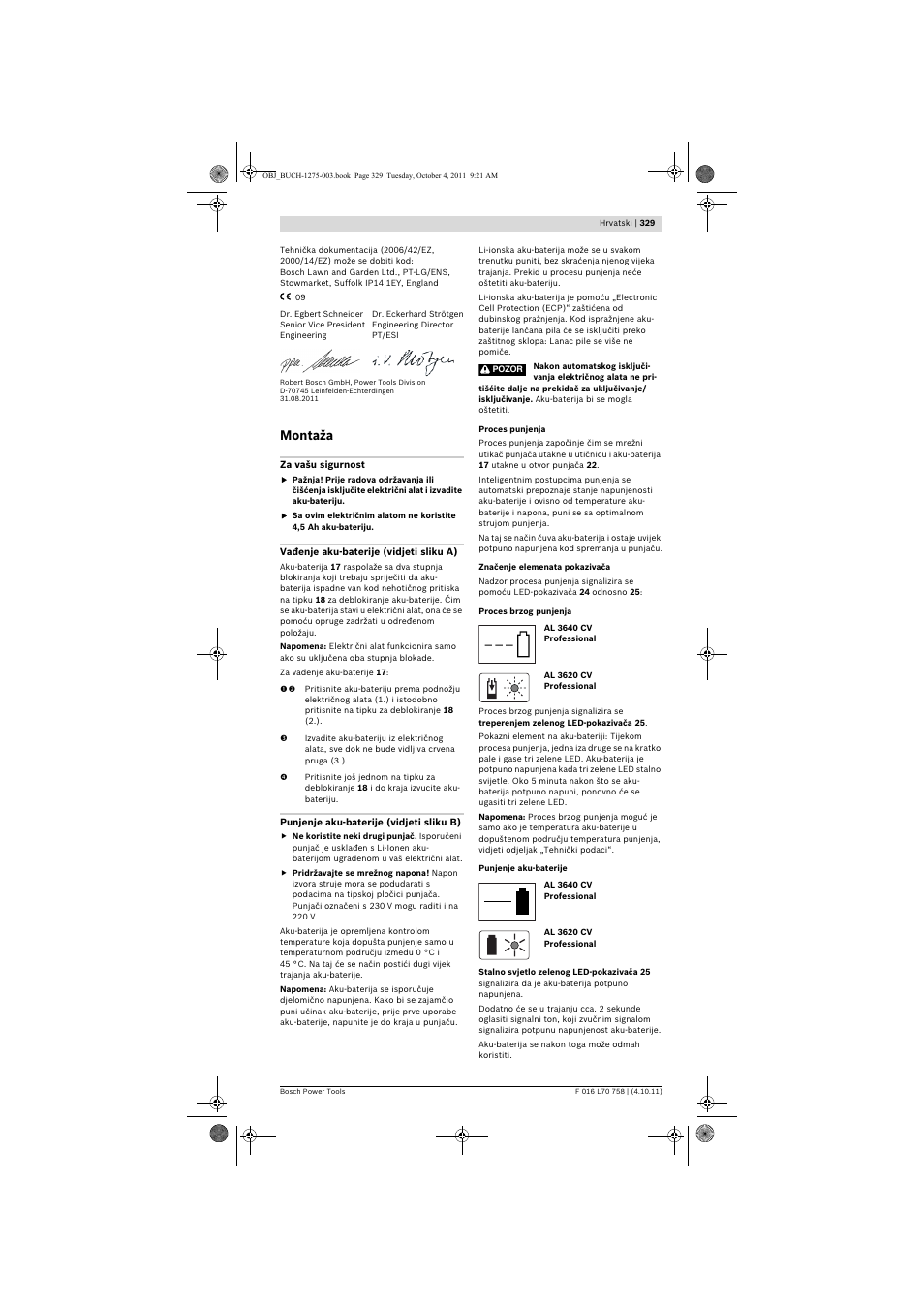 Montaža | Bosch AKE 30 LI User Manual | Page 329 / 375