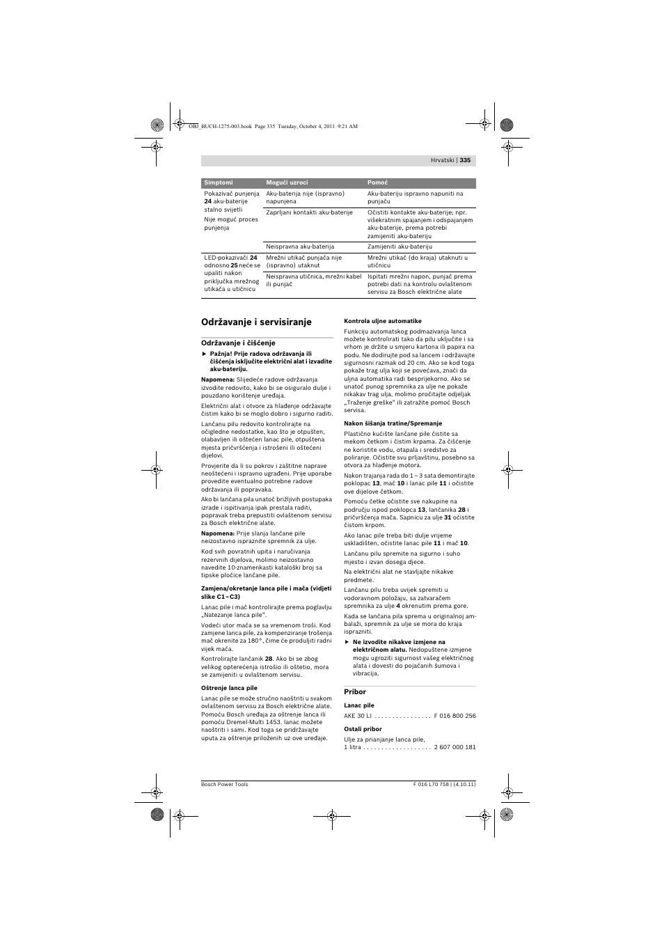 Održavanje i servisiranje | Bosch AKE 30 LI User Manual | Page 335 / 375