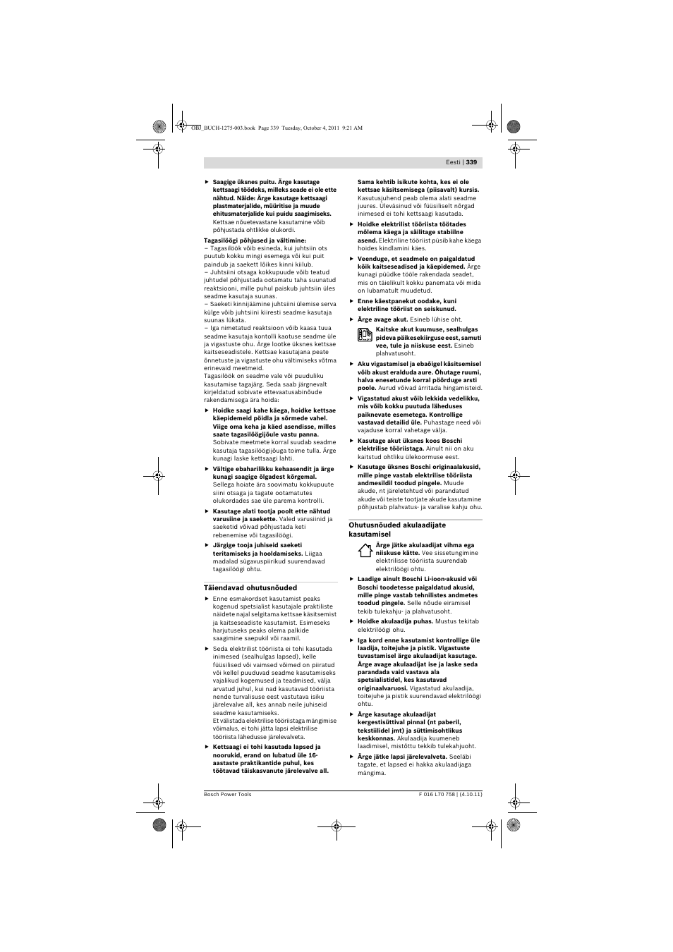 Bosch AKE 30 LI User Manual | Page 339 / 375