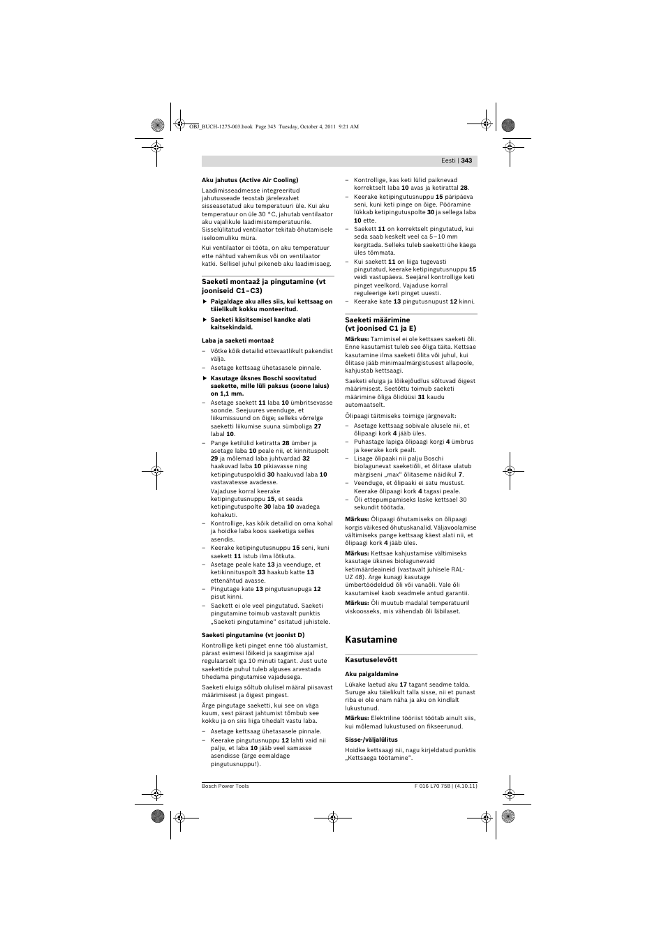 Kasutamine | Bosch AKE 30 LI User Manual | Page 343 / 375