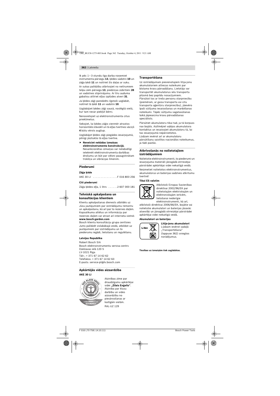 Bosch AKE 30 LI User Manual | Page 362 / 375