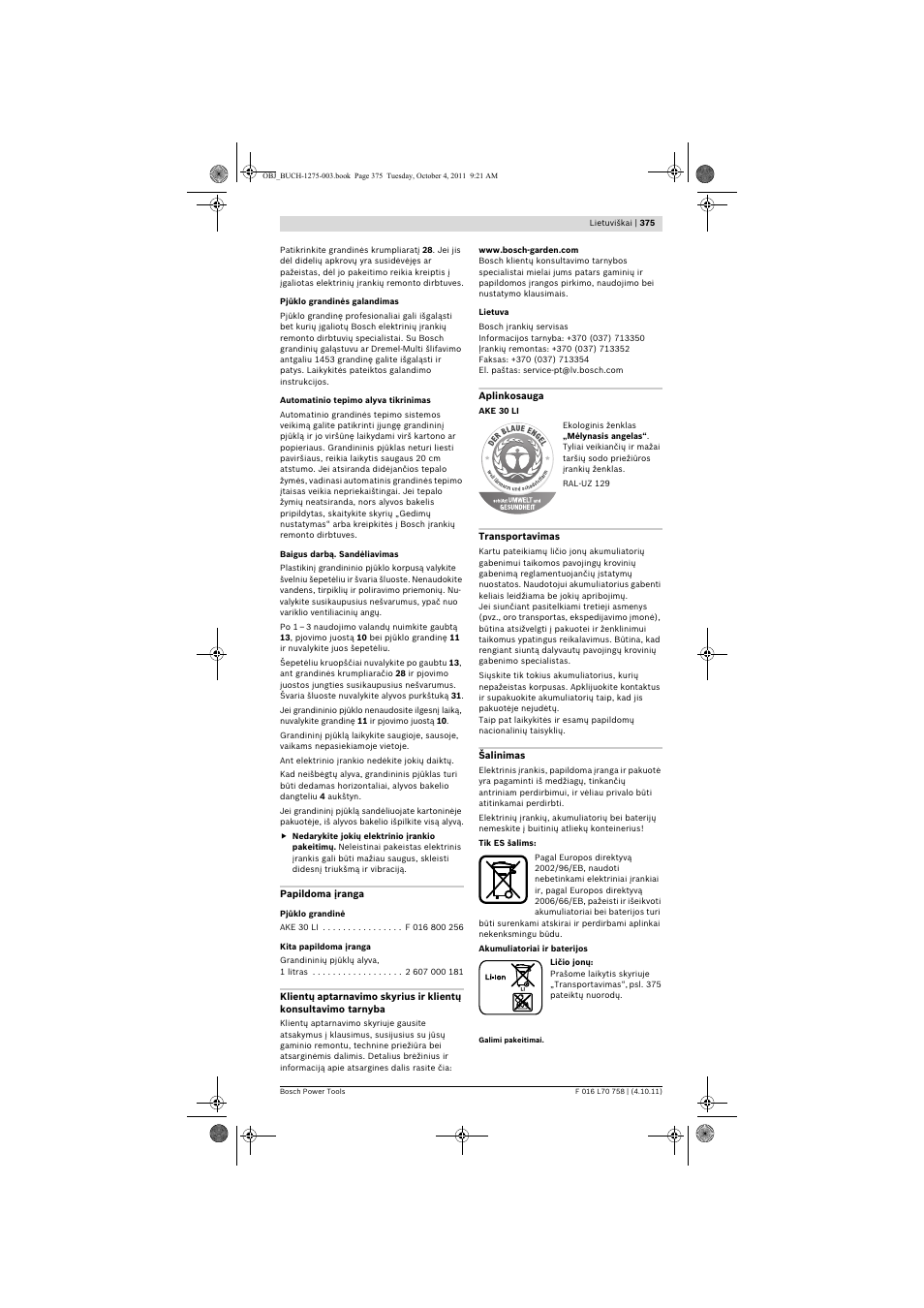 Bosch AKE 30 LI User Manual | Page 375 / 375