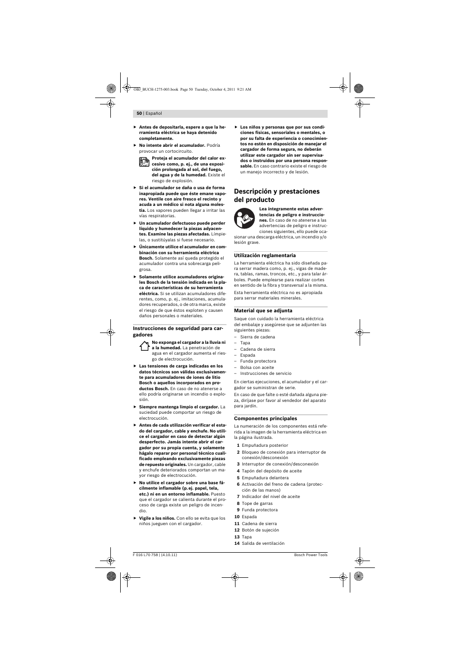 Descripción y prestaciones del producto | Bosch AKE 30 LI User Manual | Page 50 / 375