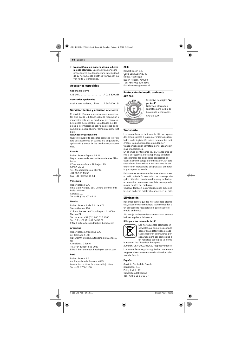 Bosch AKE 30 LI User Manual | Page 60 / 375