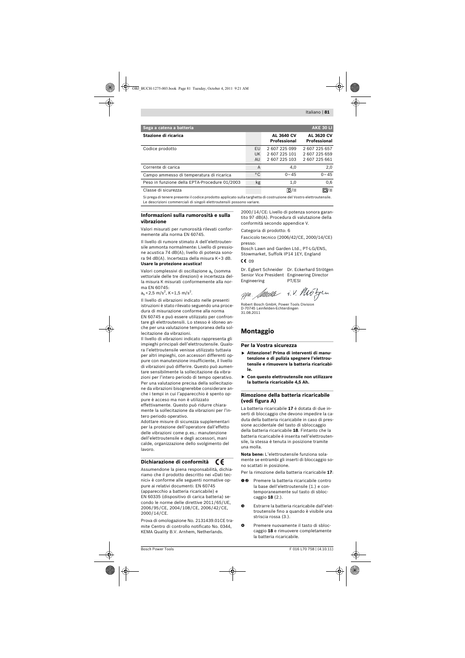 Montaggio | Bosch AKE 30 LI User Manual | Page 81 / 375