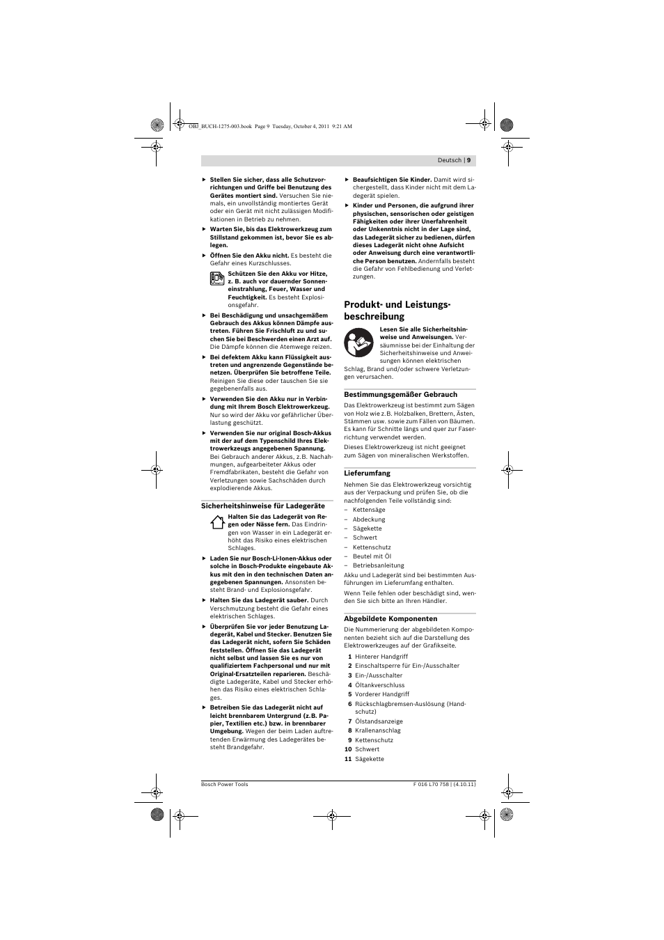 Produkt- und leistungs- beschreibung | Bosch AKE 30 LI User Manual | Page 9 / 375