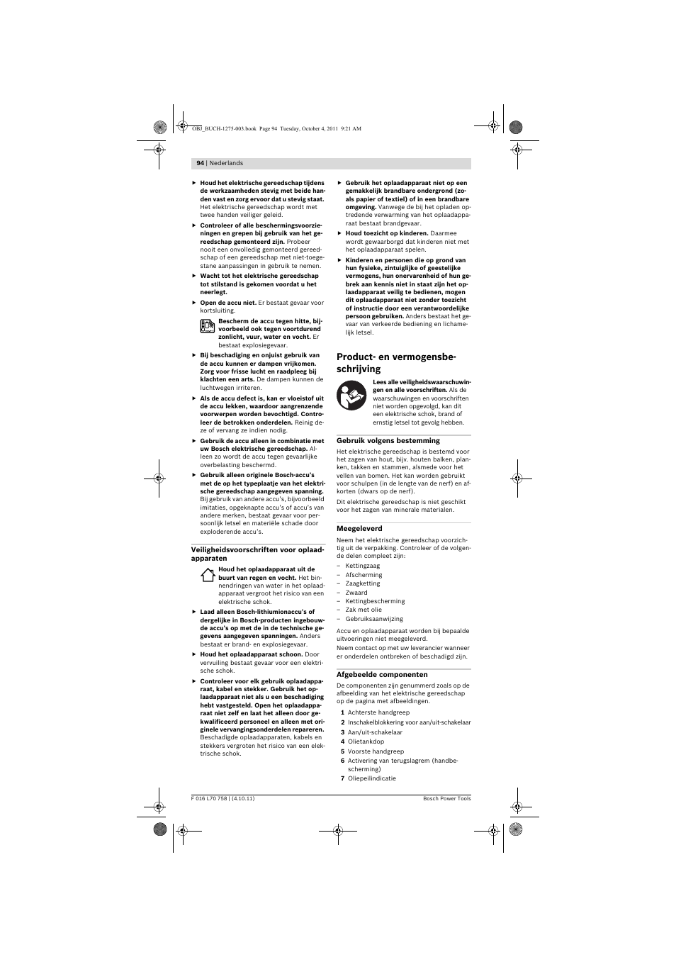 Product- en vermogensbe- schrijving | Bosch AKE 30 LI User Manual | Page 94 / 375