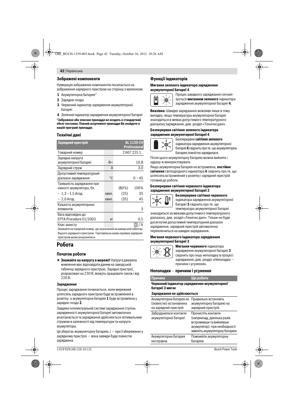 Робота | Bosch AL 1130 CV User Manual | Page 42 / 65