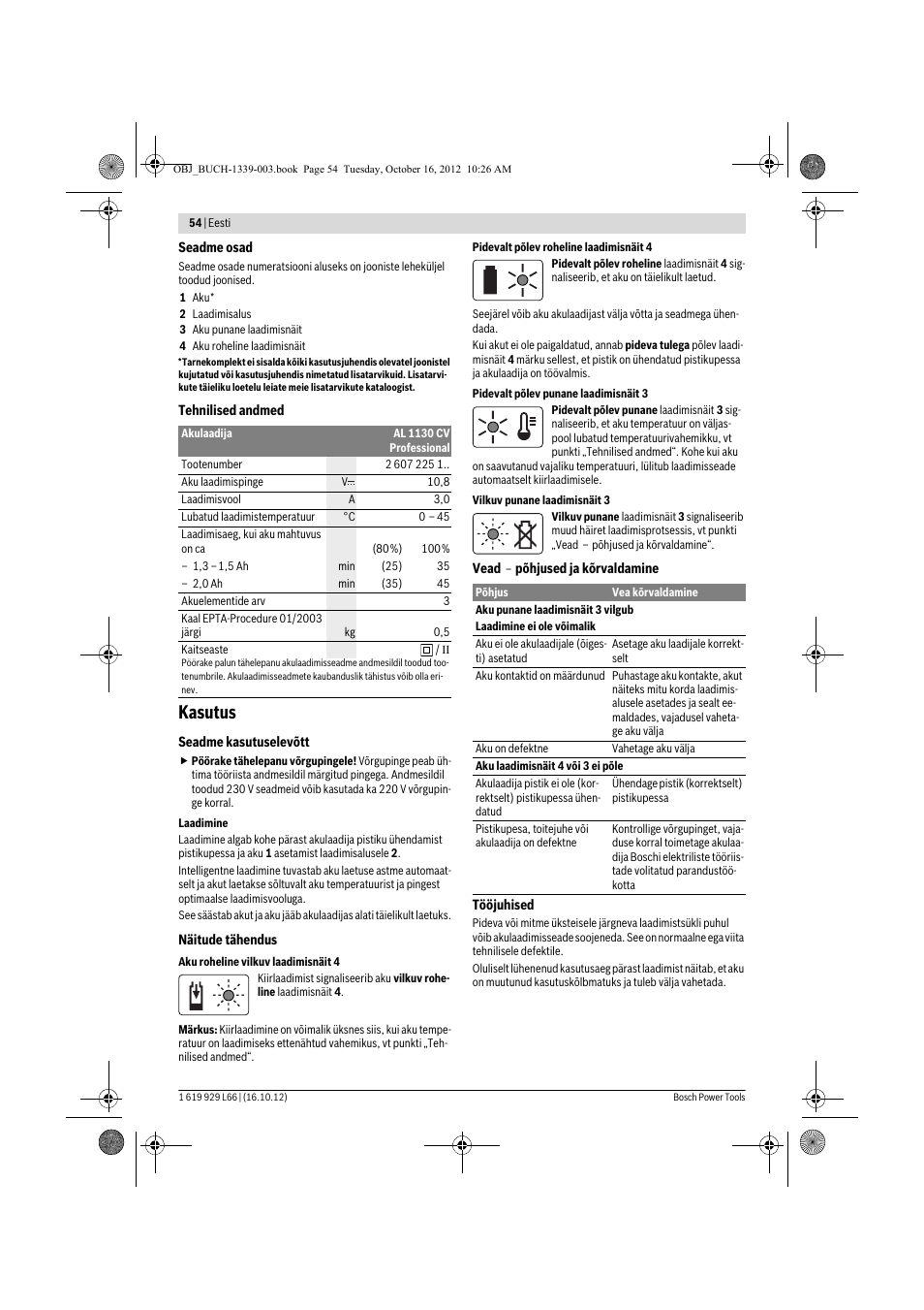 Kasutus | Bosch AL 1130 CV User Manual | Page 54 / 65