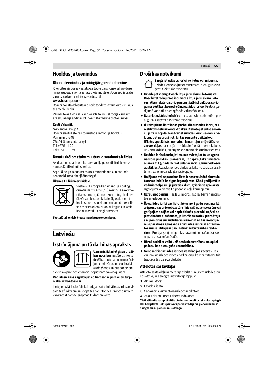 Latviešu, Hooldus ja teenindus, Izstrādājuma un tā darbības apraksts | Bosch AL 1130 CV User Manual | Page 55 / 65