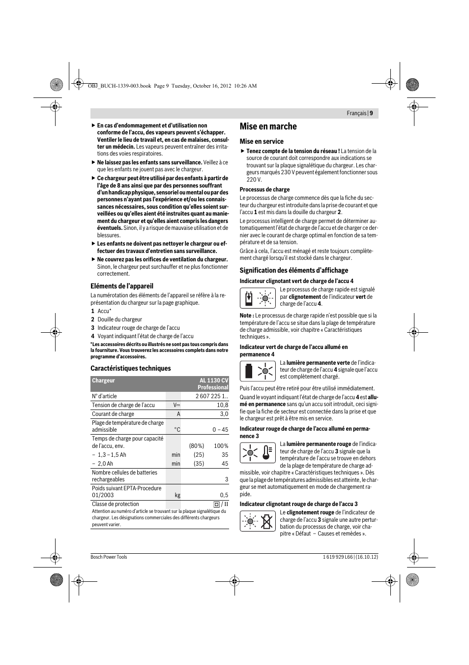 Mise en marche | Bosch AL 1130 CV User Manual | Page 9 / 65