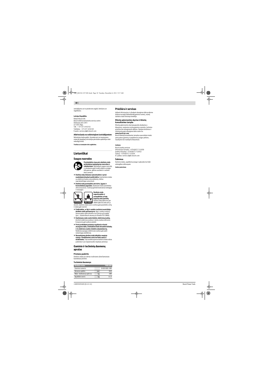 Lietuviškai | Bosch PWB 600 User Manual | Page 18 / 18