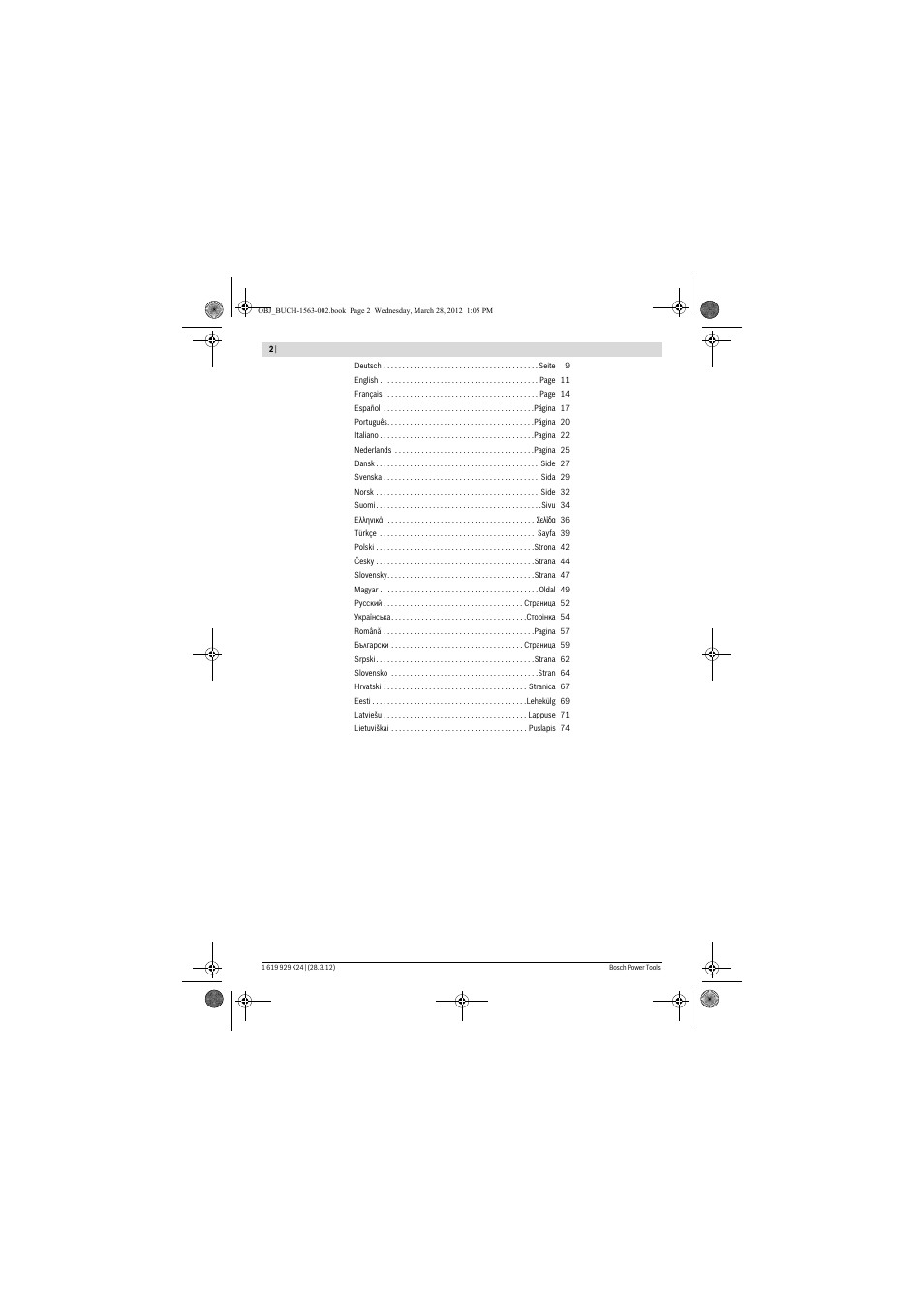 Bosch PTA 2000 User Manual | Page 2 / 76