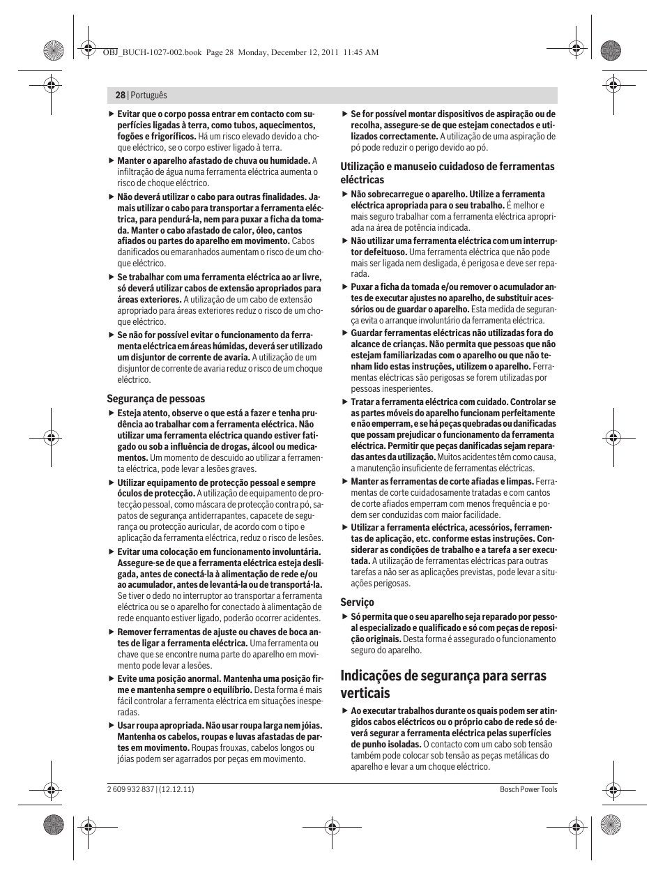 Indicações de segurança para serras verticais | Bosch GST 150 BCE Professional User Manual | Page 28 / 184