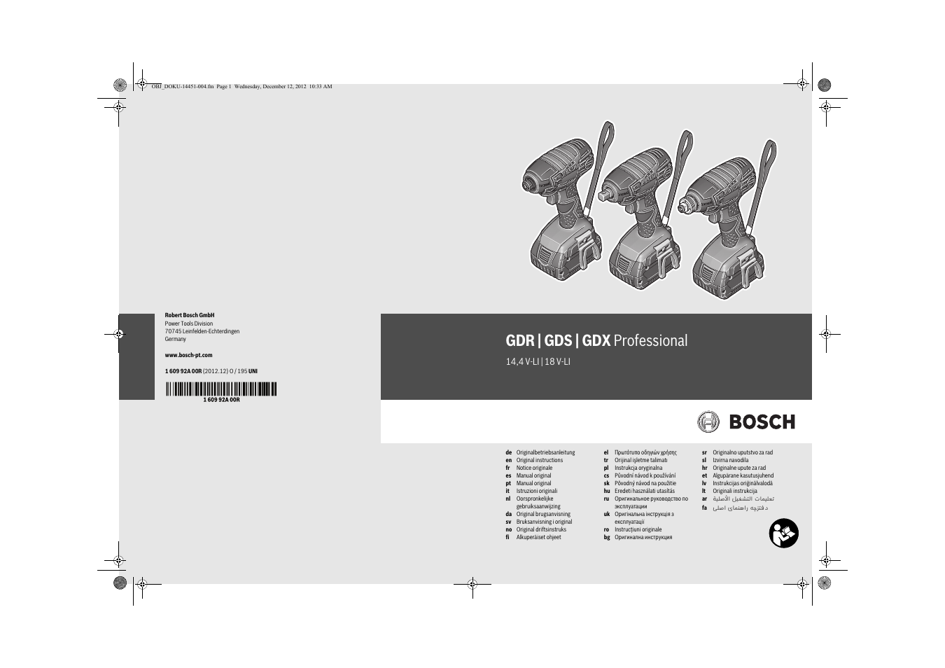 Bosch GDR 18 V-LI Professional User Manual | 194 pages