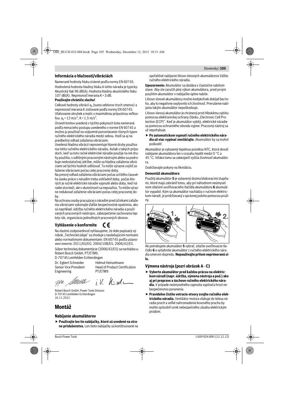 Montáž | Bosch GDR 18 V-LI Professional User Manual | Page 105 / 194