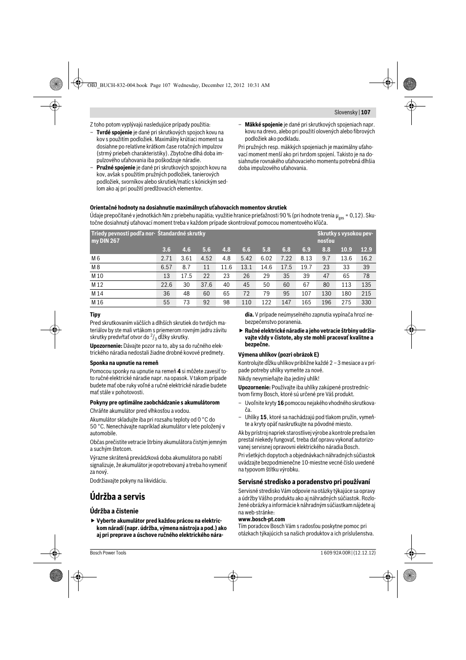 Údržba a servis | Bosch GDR 18 V-LI Professional User Manual | Page 107 / 194