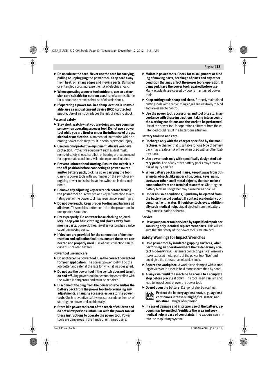 Bosch GDR 18 V-LI Professional User Manual | Page 13 / 194