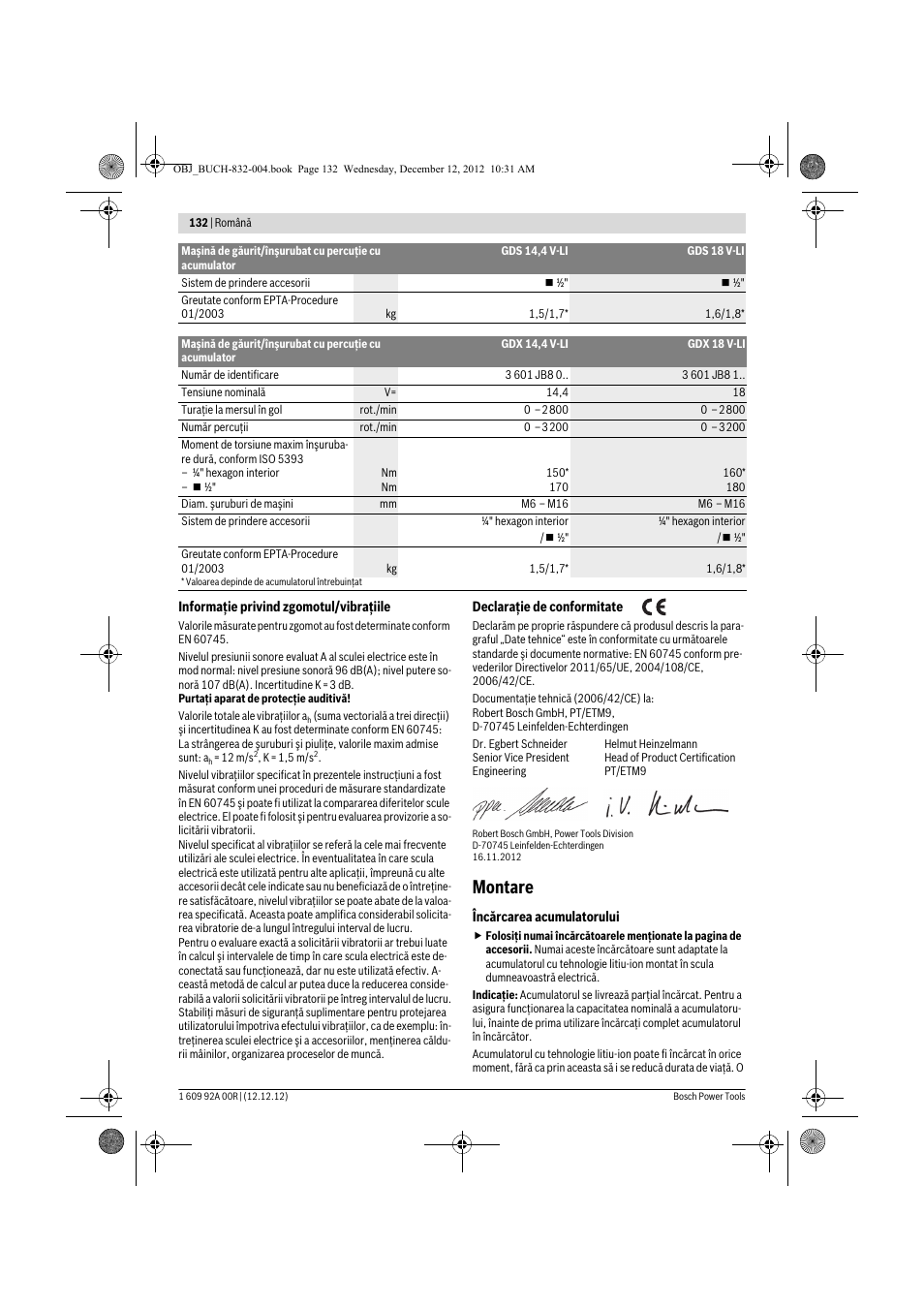 Montare | Bosch GDR 18 V-LI Professional User Manual | Page 132 / 194