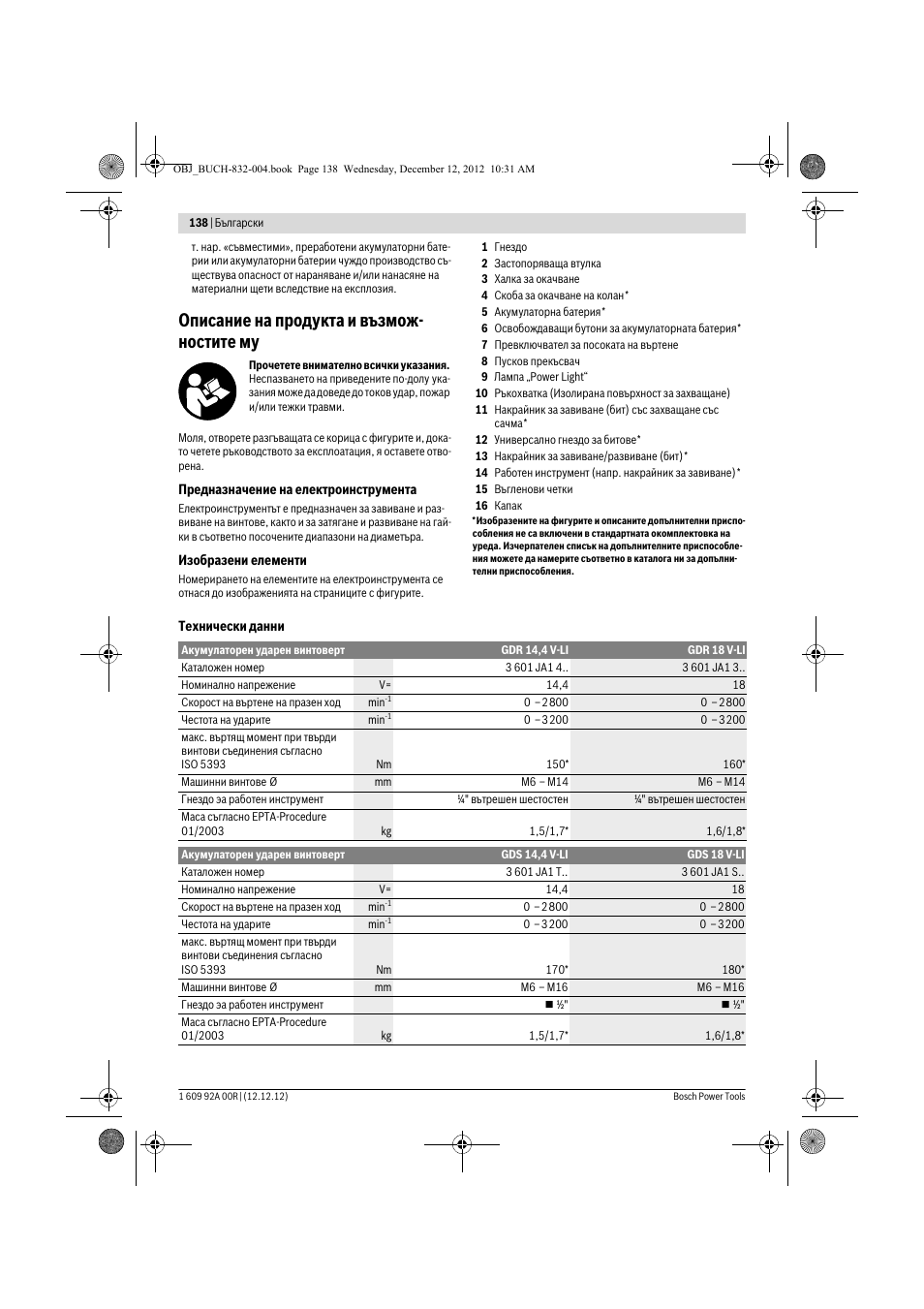 Описание на продукта и възмож- ностите му | Bosch GDR 18 V-LI Professional User Manual | Page 138 / 194