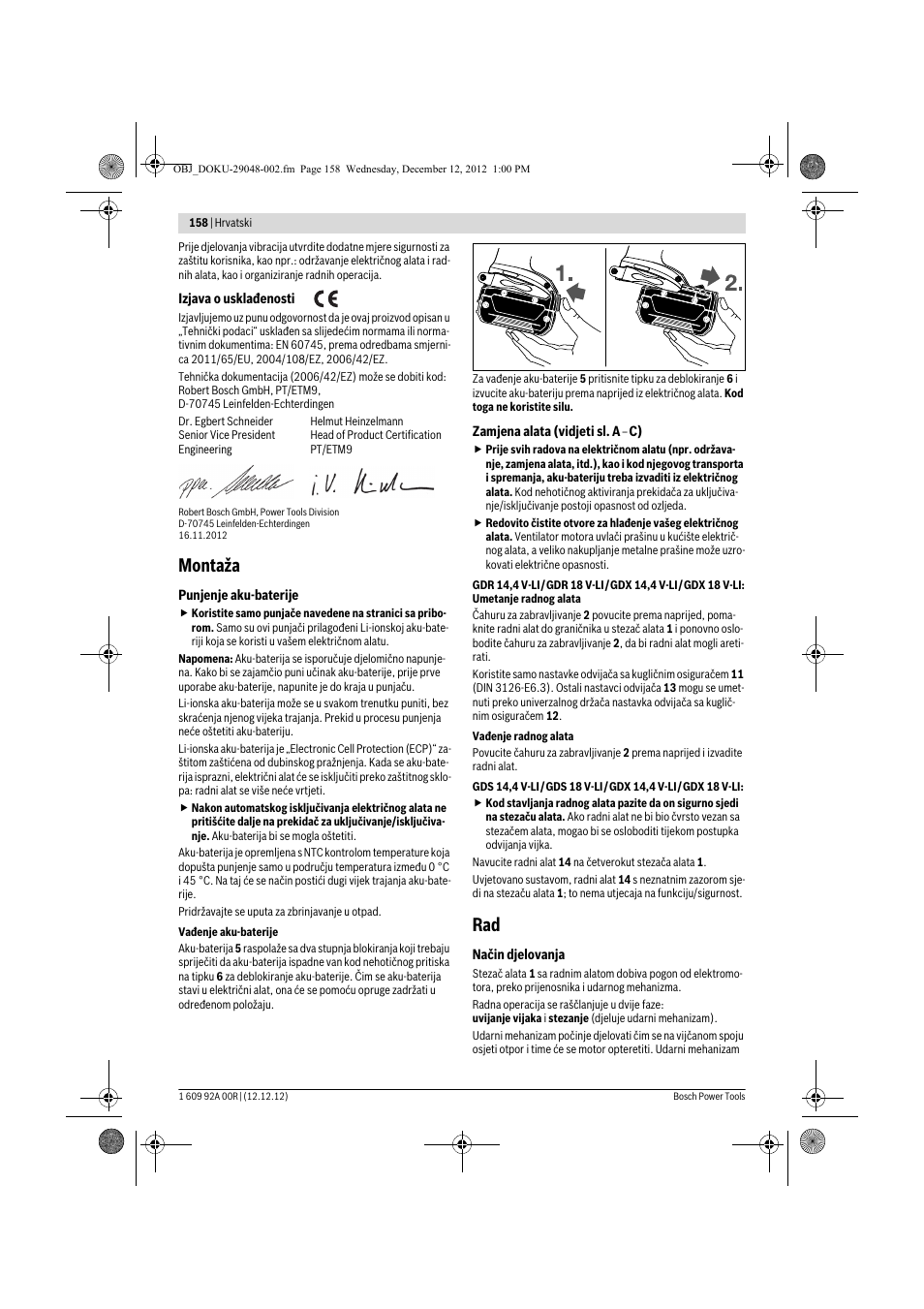 Montaža | Bosch GDR 18 V-LI Professional User Manual | Page 158 / 194