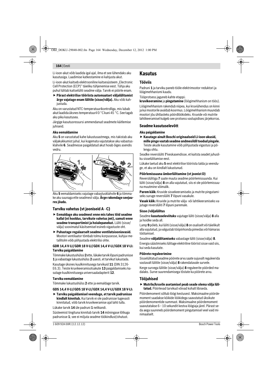 Kasutus | Bosch GDR 18 V-LI Professional User Manual | Page 164 / 194