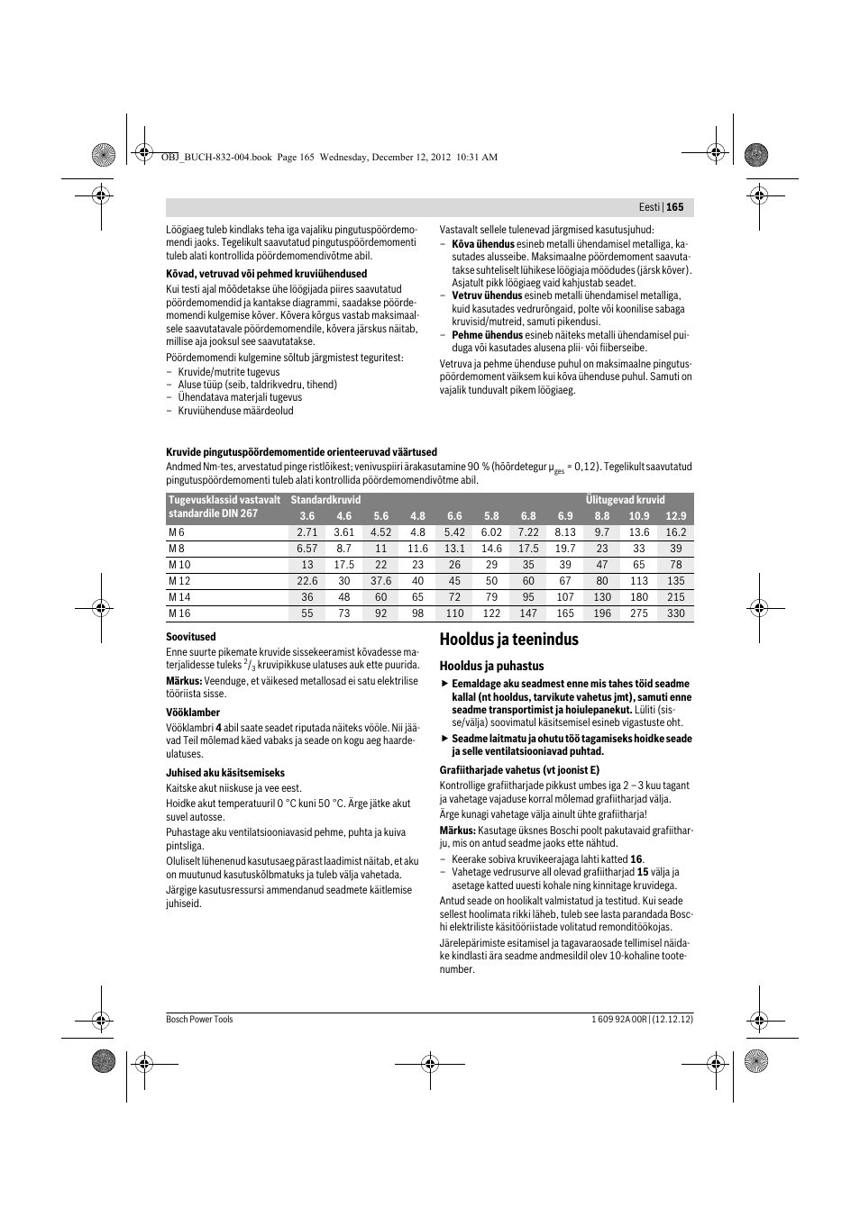 Hooldus ja teenindus | Bosch GDR 18 V-LI Professional User Manual | Page 165 / 194