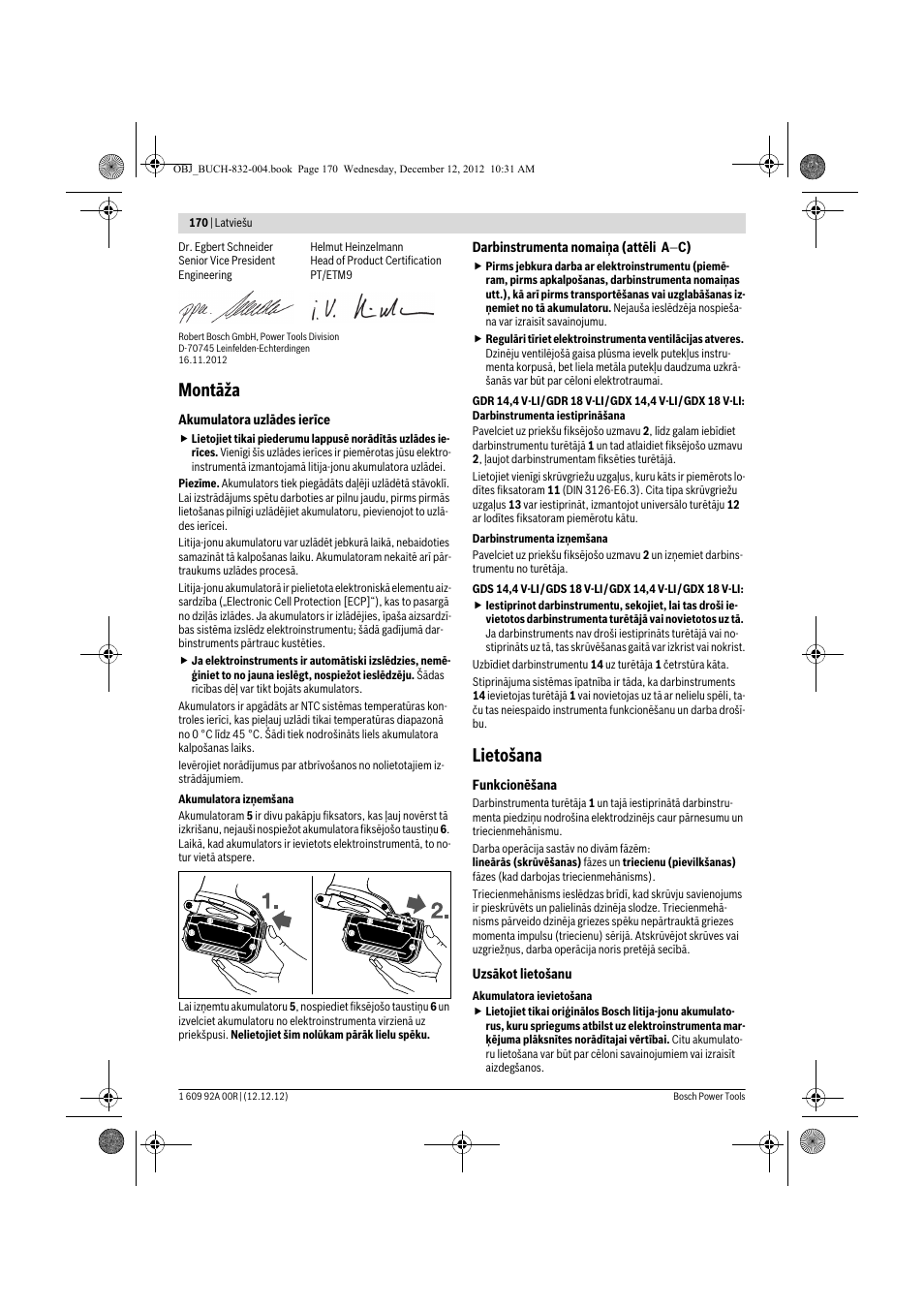 Montāža, Lietošana | Bosch GDR 18 V-LI Professional User Manual | Page 170 / 194