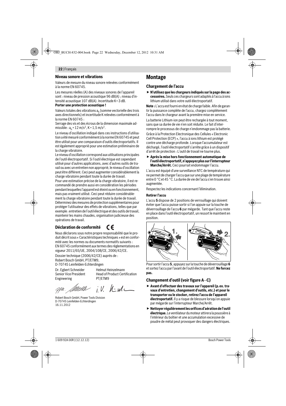 Montage | Bosch GDR 18 V-LI Professional User Manual | Page 22 / 194