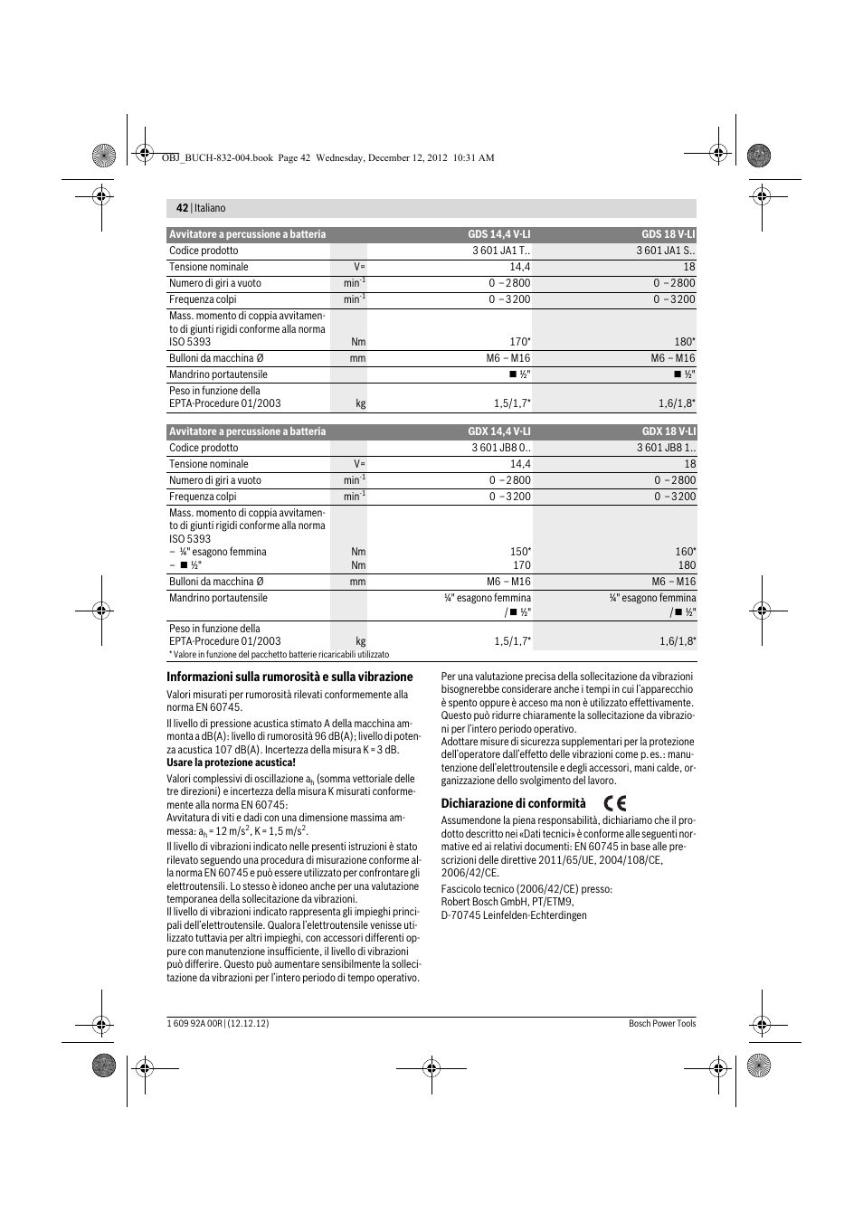 Bosch GDR 18 V-LI Professional User Manual | Page 42 / 194