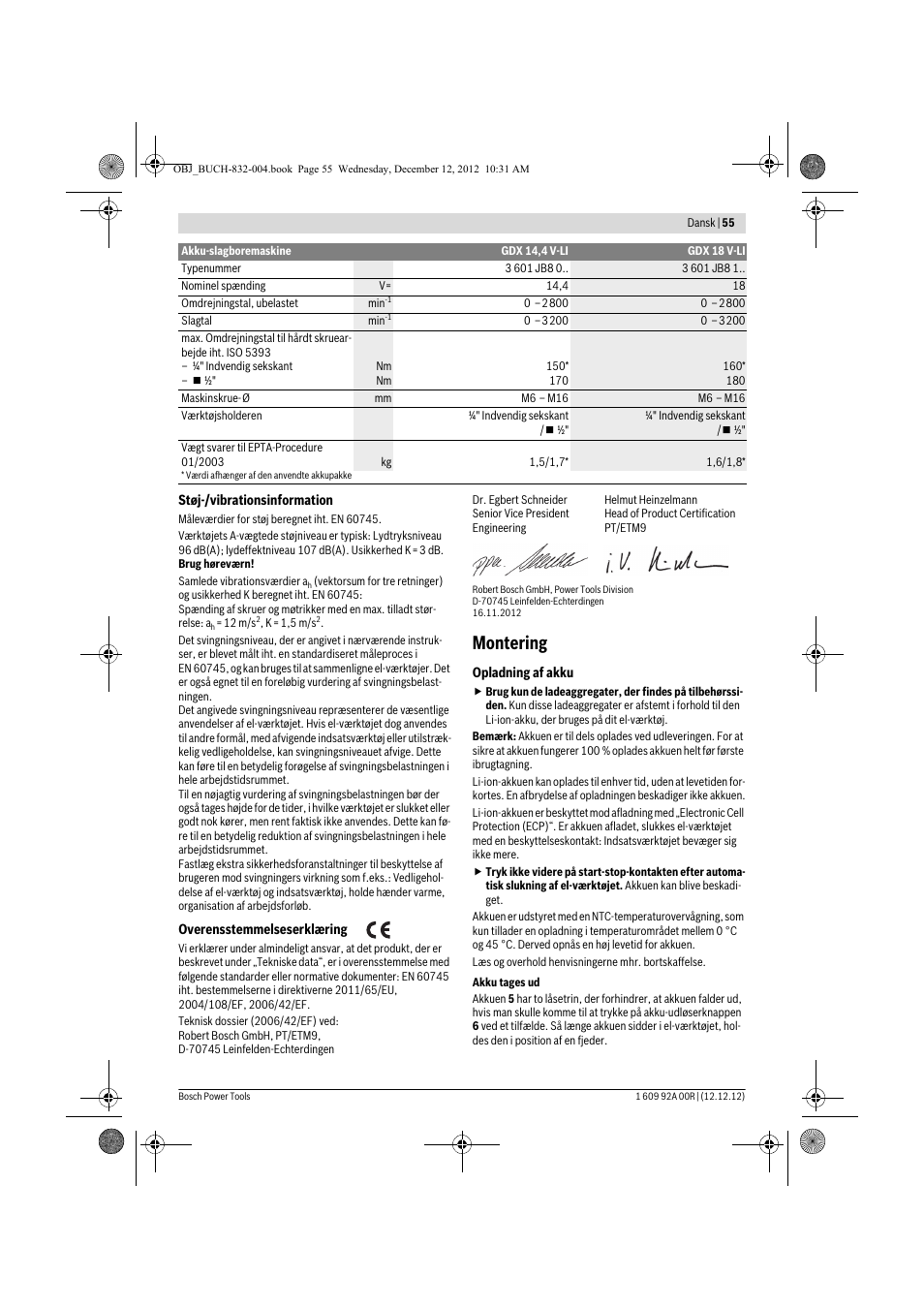 Montering | Bosch GDR 18 V-LI Professional User Manual | Page 55 / 194