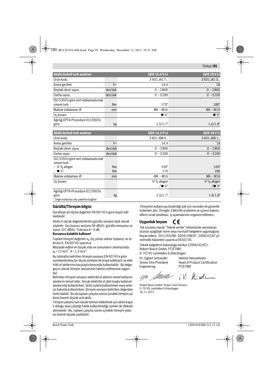 Bosch GDR 18 V-LI Professional User Manual | Page 85 / 194