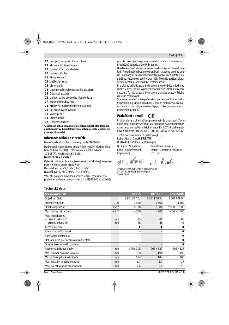 Bosch GKS 65 G Professional User Manual | Page 111 / 235