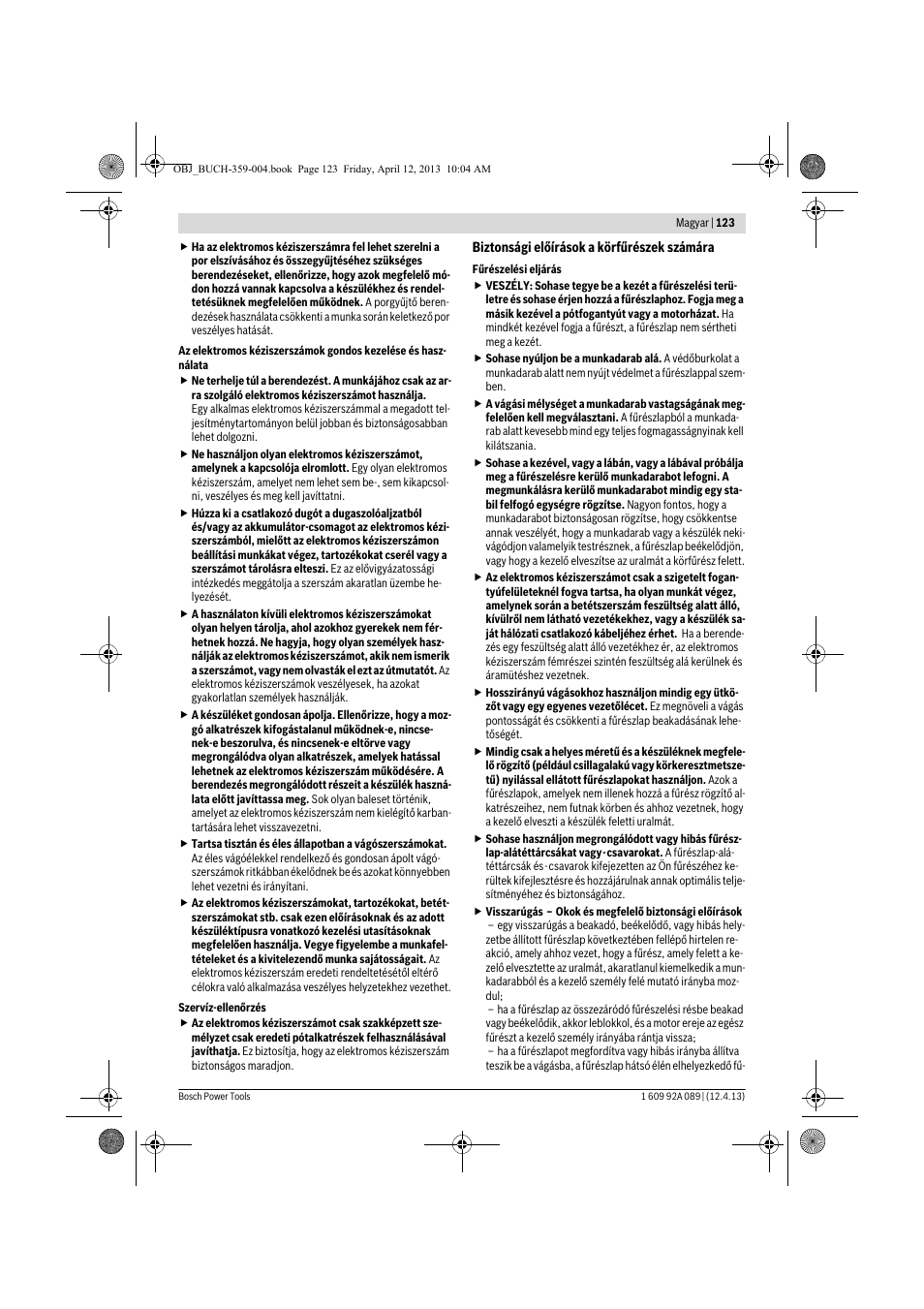 Bosch GKS 65 G Professional User Manual | Page 123 / 235